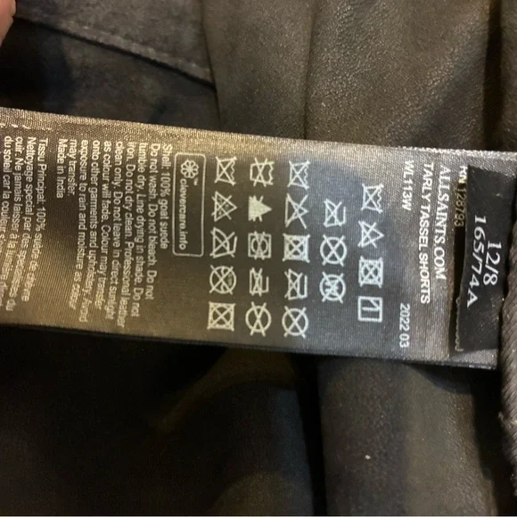 AllSaints Black Tarly Tassel GOAT Suede Fringe Shorts Cowboy rustic Sz 12 - Picture 4 of 8